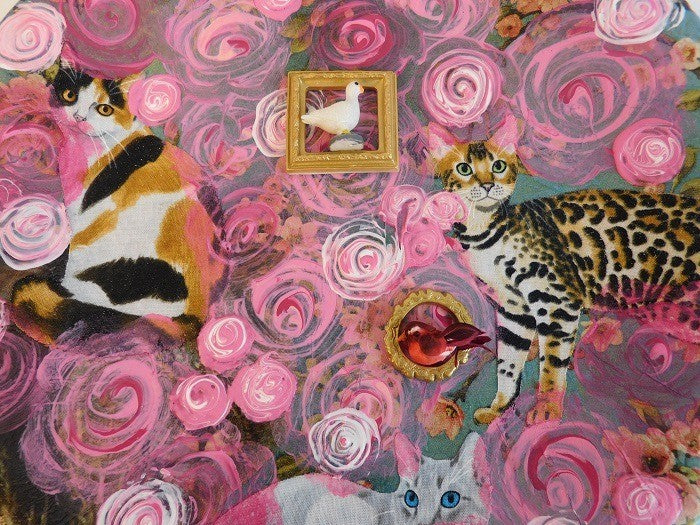 Wandbord Cats in Flowers