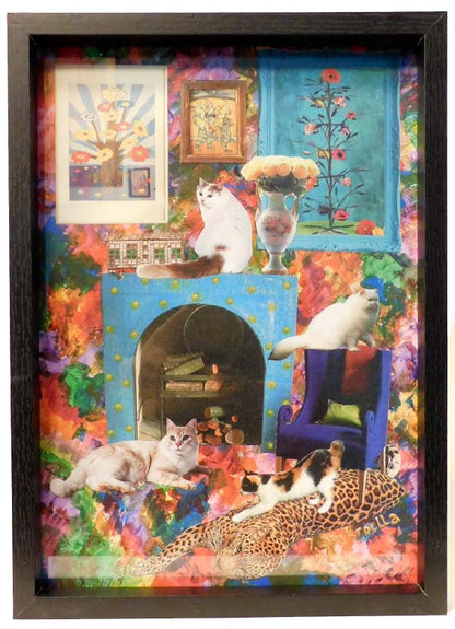 Collage The Cats Home in zwarte A4 boxframe