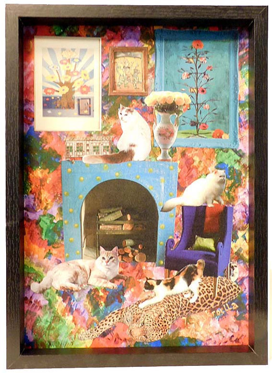 Collage The Cats Home in zwarte A4 boxframe
