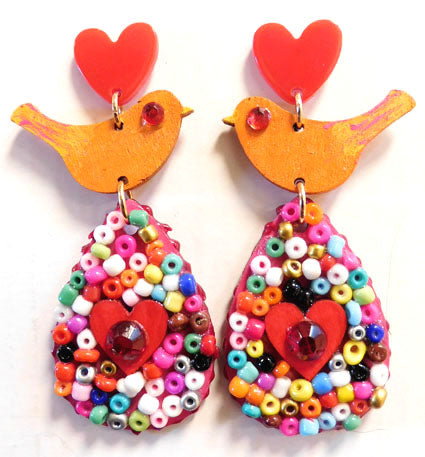Oorknop Birdie roze