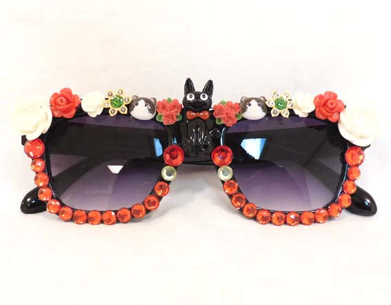 Kunst Zonnebril Zwarte Kat zwart
