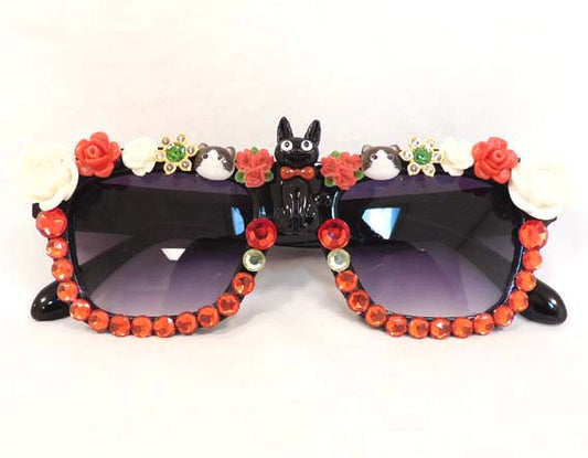 Kunst Zonnebril Zwarte Kat zwart